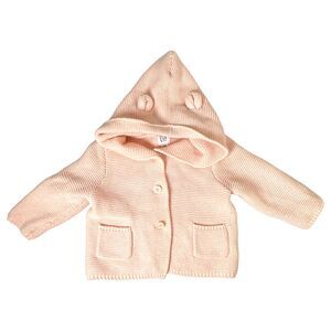 Baby Gap Pink Knit Hooded Cardigan Sweater Baby Size 6-12 months